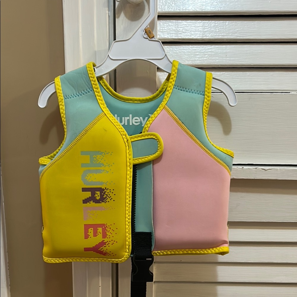 Hurley Kids Colorful Swim Vest - Yellow, Pink, Blue